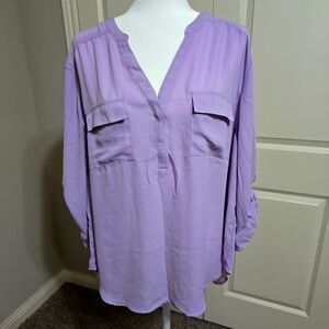Torrid Harper 3/4 Sleeve Pullover Blouse Size 2 (XXL) in Grape